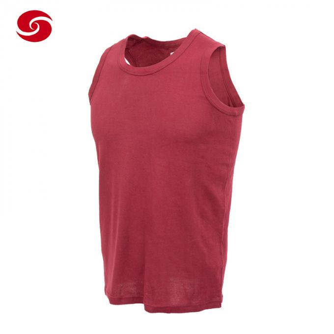 Customized Red Cotton Round Neck Military Army T Shirt Vest