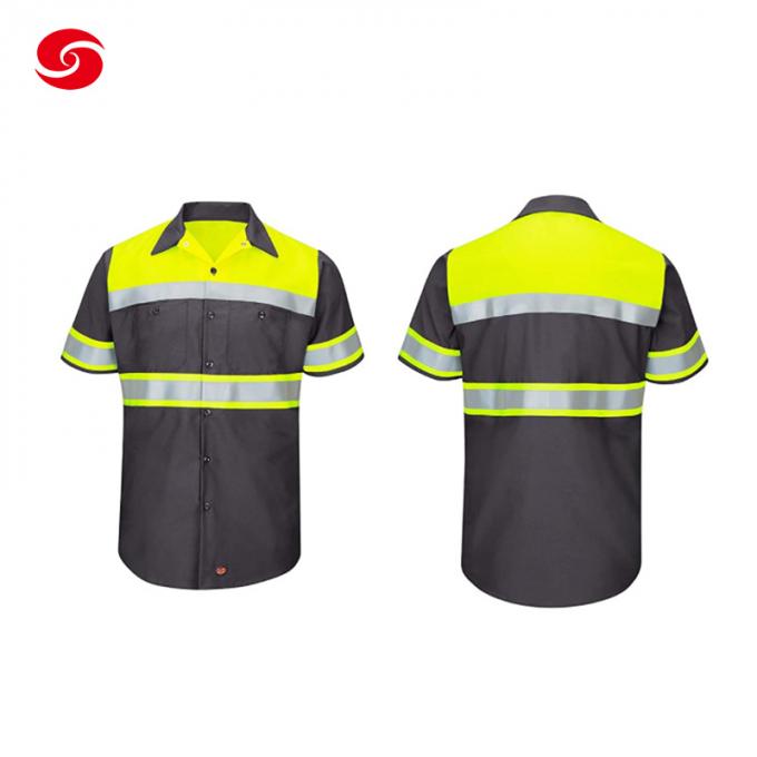 Custom Safety Work-Wear Short Sleeve Work Suit with Visibility Reflective Tape
