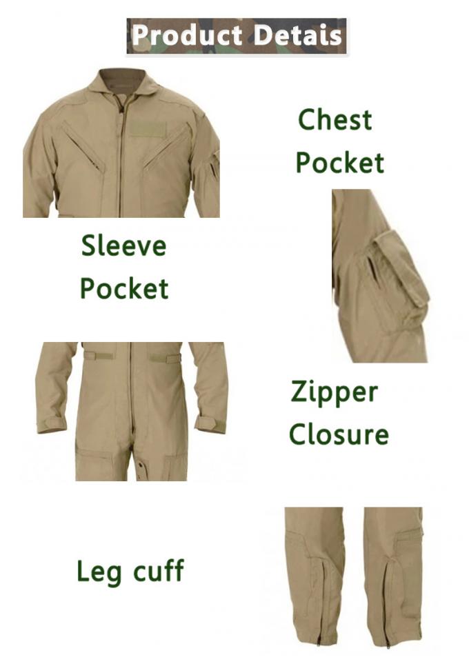 Breathable Khaki Fire Resistant Flight Safety Pilot Coverall