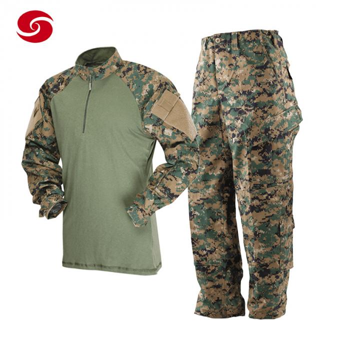 Tactical Woodland Digital Camo Casual Shirt Combat Frog Suit for Men in Military