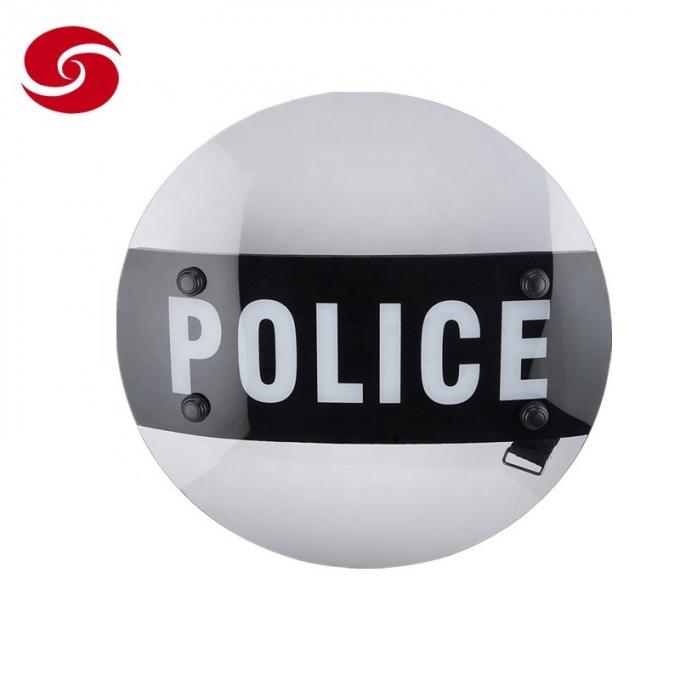 Double Handle Police Polycarbonate Round Security Shield Riot Control Shield