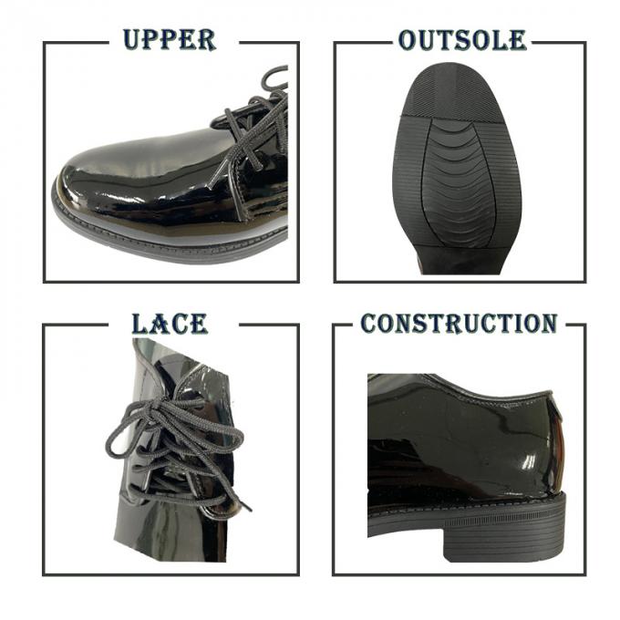 Black Hot Sale High Gloss Leather Officer Shoes for Military