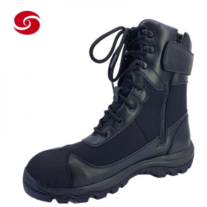 Black Leather Combat Tactical Military Army Police Outdoor Travel Training Boots