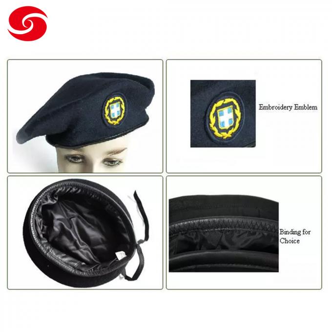 Wholesale Wool Military Beret Cap with Embroidery Emblem