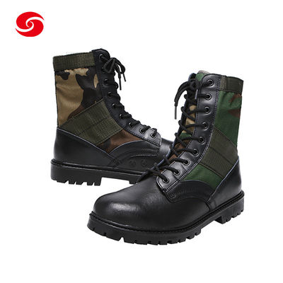 Black Camouflage Leather Military Combat Shoes Army Jungle Boots