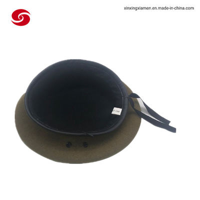 Wool Polyester Military Uniform Hats Army Beret With PU Leather Binding