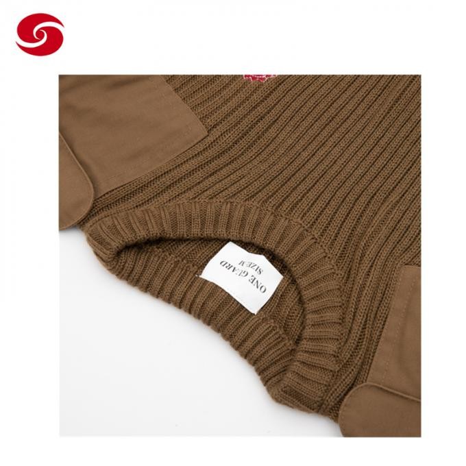 Africa Military Wool Khaki Pullover with Embroidery Logo