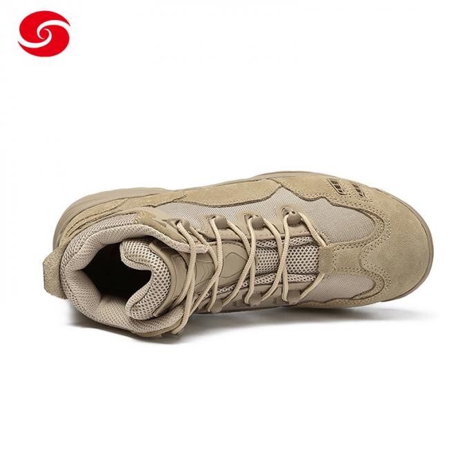 Custom Tan Cow Leather Nylon Fabric Dural Layer EVA Rubber Military Police Tactical Sport Short Boots