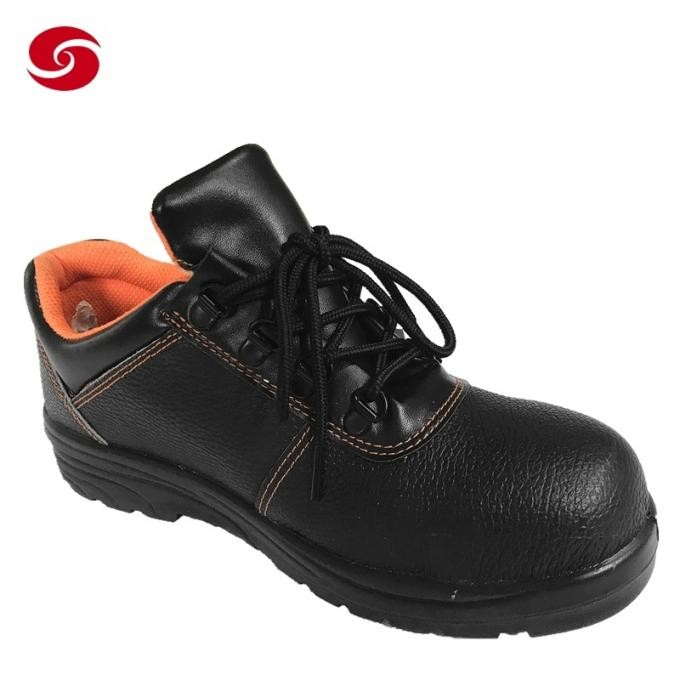 PU Rubber Work Shoes Safety Shoes Footwear with Embossed Leather