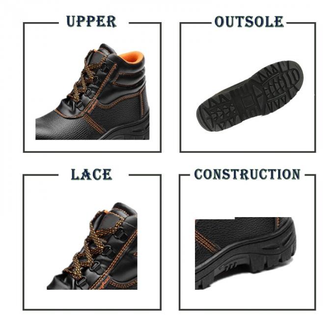 PU Rubber Work Shoes Safety Shoes Footwear with Embossed Leather