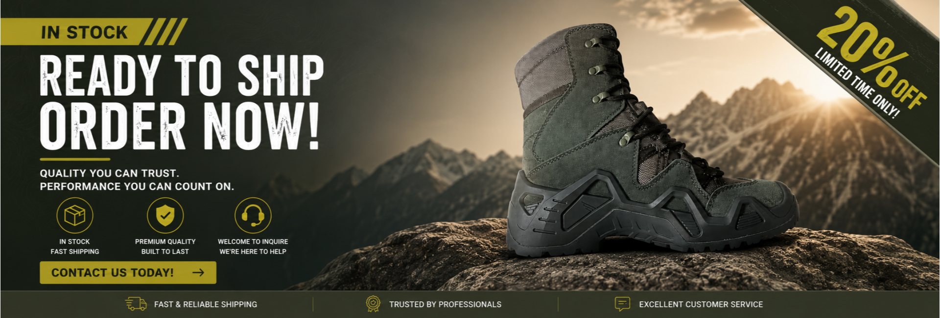 Lightweight Tactical Boots – Side Zip, Breathable, for Hiking & Duty