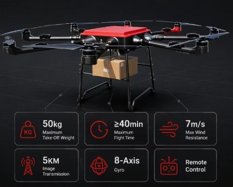 50kg payload drone heavy-lift cargo UAV
